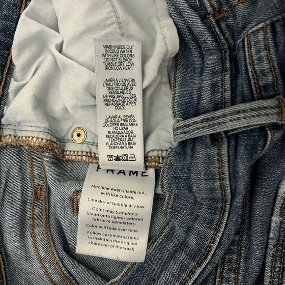 FRAME  | Le High Skinny Blue Wash denim with some distress - size 28 waist 27” - Picture 8 of 9
